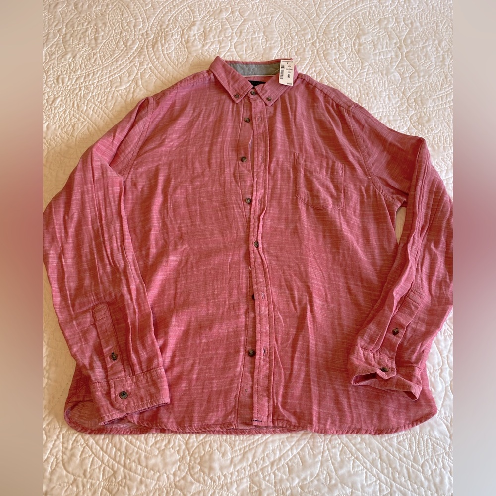 Aeropostale lightweight buttons down shirt, light red, size large